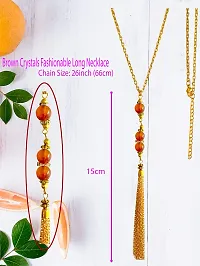 A2S2 Crystal Bead Sweater Long Chain Pendant Necklace for Women Fashion Brown/Gold Color Tassel Pendant Long Necklace Statement Neck Jewelry.(Brown) (Brown)-thumb1