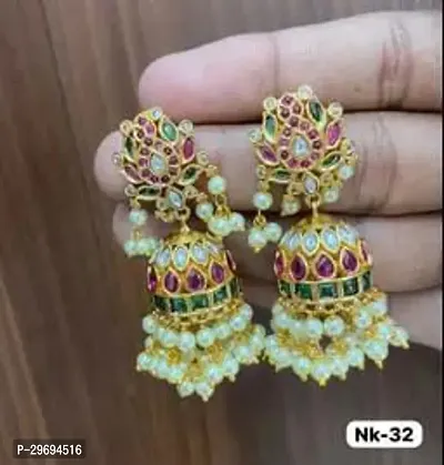 Beautiful Golden Alloy  Jhumkas Earrings For Women-thumb0