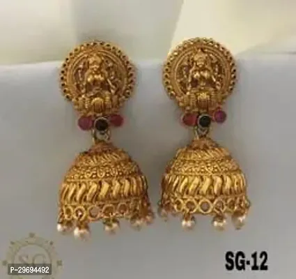 Beautiful Golden Brass  Jhumkas Earrings For Women-thumb0