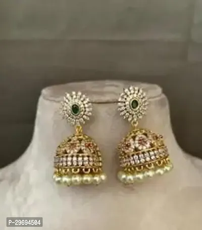 Beautiful Golden Alloy  Jhumkas Earrings For Women-thumb0
