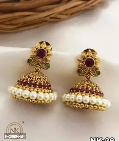 Beautiful Golden Brass  Jhumkas Earrings For Women-thumb0