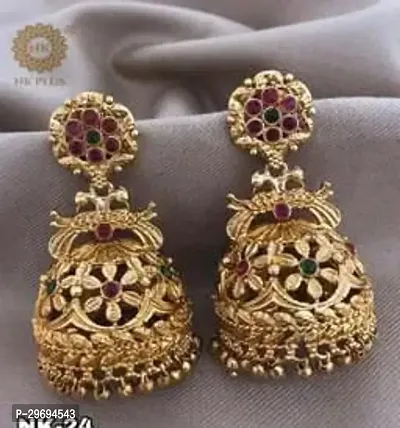 Beautiful Golden Alloy  Jhumkas Earrings For Women-thumb0