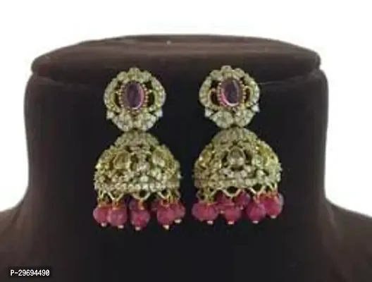 Beautiful Golden Alloy  Jhumkas Earrings For Women