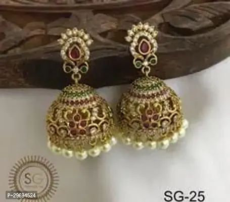 Beautiful Golden Alloy  Jhumkas Earrings For Women-thumb0