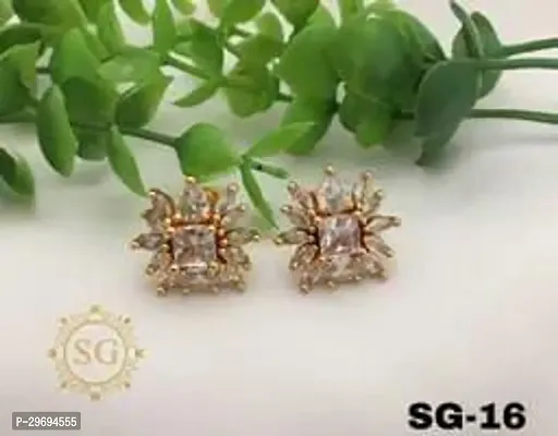 Beautiful Golden Brass  Studs Earrings For Women-thumb0