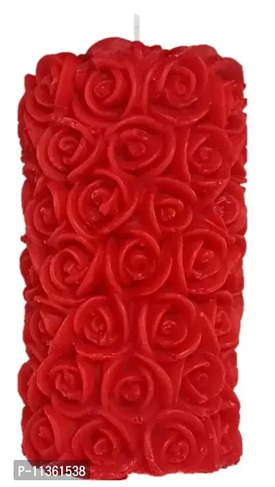 Shraddha Creation Rose Pillar Wax Scented Candle, Pack of 1, Rose-thumb0
