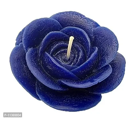 Shraddha Creation Floating Rose Decorative Smokeless Candle, Blue Color with Floral Sigma Fragrance (Set of 4)-thumb2