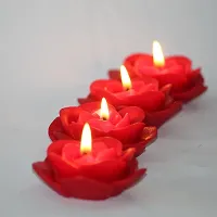 Shraddha Creation Floating Rose Decorative Smokeless Candle, Red Color with Rose Fragrance (Set of 4)-thumb3