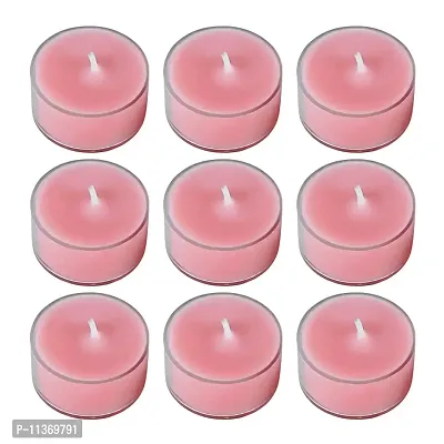 Shraddha Creation Scented Round Shape Acrylic Decorative Designer Smokeless Candle for Diwali Celebration Decoration, Pink Colour with Spiced Musk Fragrance (Set of 9)-thumb0