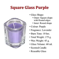 Shraddha Creation Square Votive Shot Glass Decorative Smokeless Designer Candle, Purple Color with Lavender Fragrance (Set of 2)-thumb2