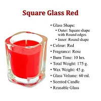 Shraddha Creation Square Votive Shot Glass Decorative Smokeless Designer Candle, Red Color with Rose Fragrance (Set of 2)-thumb1