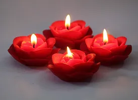 Shraddha Creation Floating Rose Decorative Smokeless Candle, Red Color with Rose Fragrance (Set of 4)-thumb2