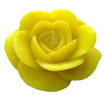 Shraddha Creation Floating Rose Decorative Smokeless Candle, Lemon Yellow Color with Apple Fresh Fragrance (Set of 4)-thumb1