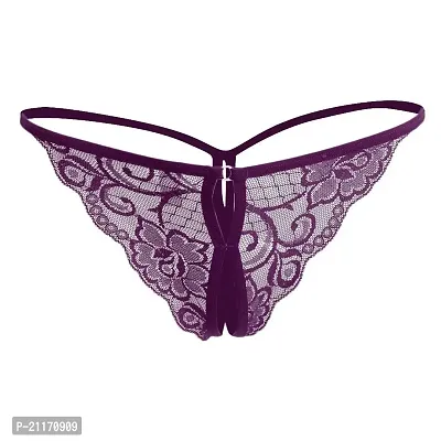 Fashion Sexy Women Sheer Lace Bra Panties Thong Lingerie Set Nightwear  Purple