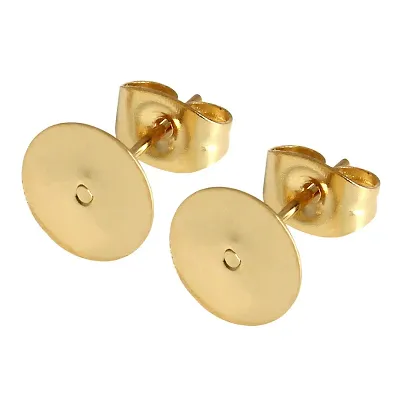 Buy myaddiction 50pcs Gold Plating Blank Flat pad Ear Stud Earring