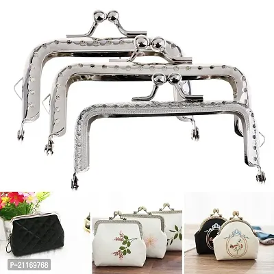 Amazon.com: Double Opening Medium Size Silver Purse Frame with Balls Kiss  Claps Lock Handle 130x50mm