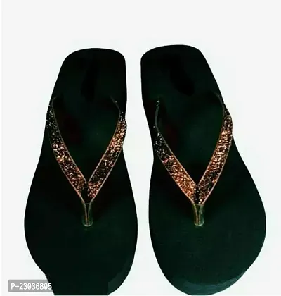 Elegant Black Golden Patti Women Medium Sandals Pack Of 1 For Women