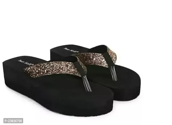 Elegant Black Women Medium Gola Sandals Pack Of 1 For Women