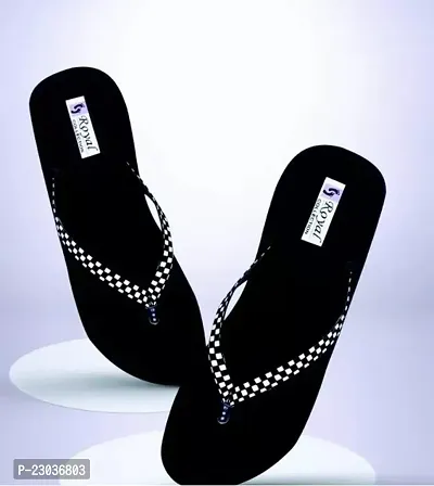 Elegant Black Gola Check Women Medium Sandals Pack Of 1 For Women-thumb0
