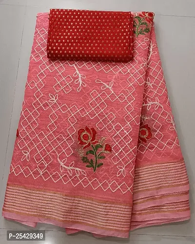 Classic Chanderi Cotton Saree with Blouse piece  For Women