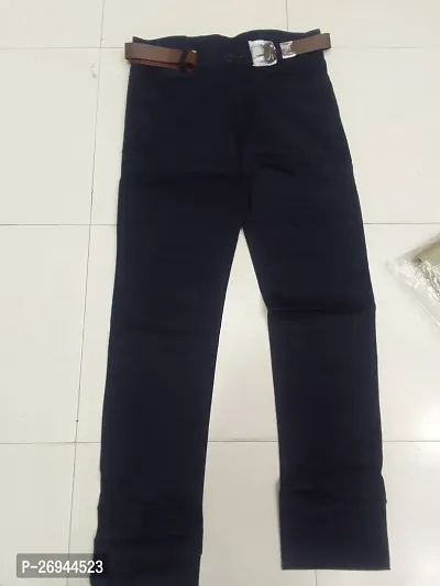 Stylish Black Cotton Solid Trouser For Men-thumb0
