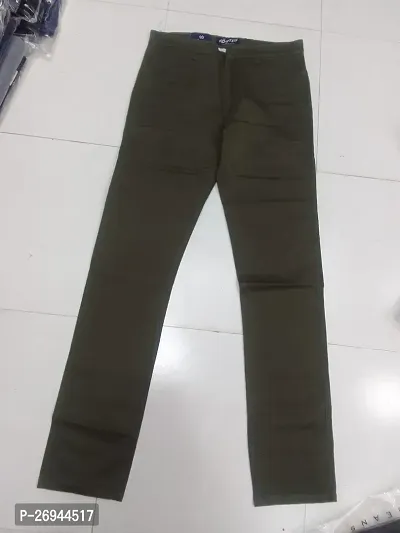 Stylish Green Cotton Solid Trouser For Men-thumb0