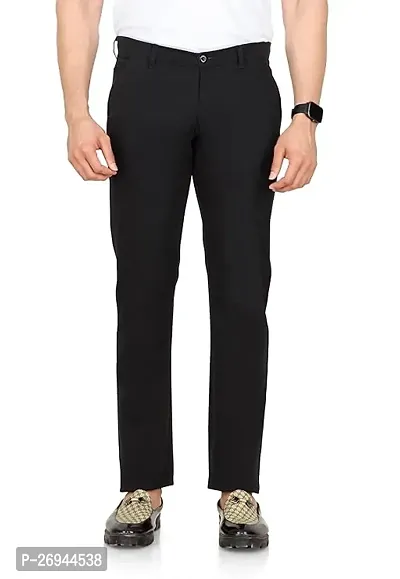Stylish Black Cotton Solid Trouser For Men-thumb0