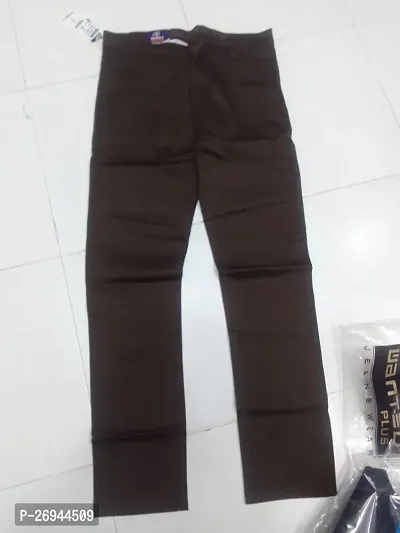 Stylish Brown Cotton Solid Trouser For Men-thumb0