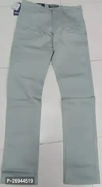 Stylish Grey Cotton Solid Trouser For Men-thumb0