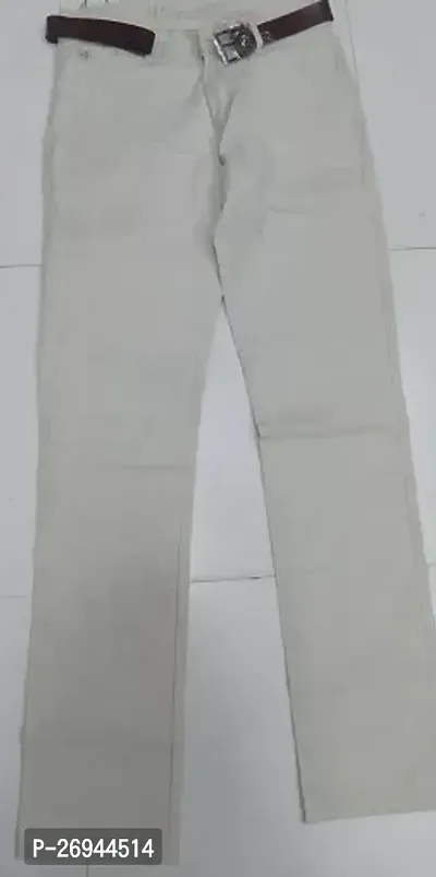 Stylish White Cotton Solid Trouser For Men-thumb0