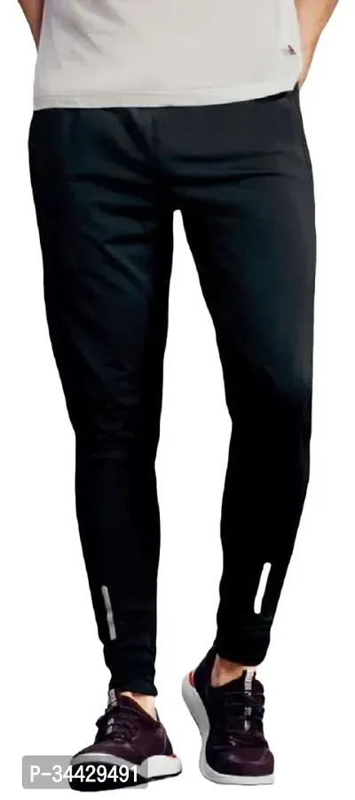 Comfortable Black Polyester Regular Track Pants For Men-thumb0