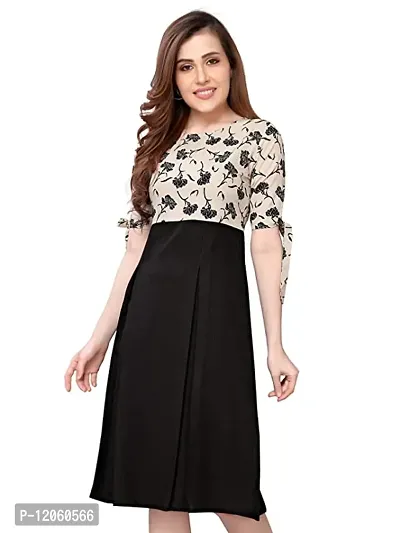 Stylish Black Crepe Printed Dresses For Women-thumb0