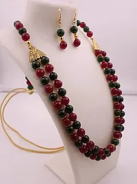 Sreevee Handmade Green And Maroon Beads Jewellery Necklace Set For Women-thumb4