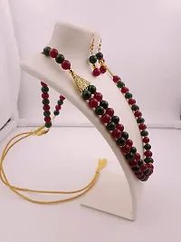 Sreevee Handmade Green And Maroon Beads Jewellery Necklace Set For Women-thumb3