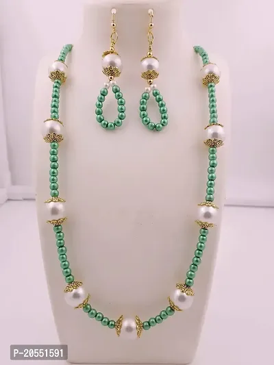 Green Pearl Jewellery Set For Women and Girls-thumb2