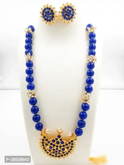 Sreevee Handmade Blue Kemp Stone Jewellery set for Women-thumb2