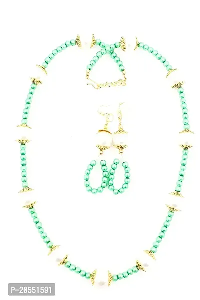 Green Pearl Jewellery Set For Women and Girls-thumb0