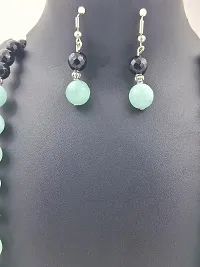 Turquoise Green and Black beads Jewellery Necklace And Earring Set Women  Girls-thumb3