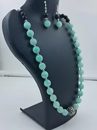 Turquoise Green and Black beads Jewellery Necklace And Earring Set Women  Girls-thumb4