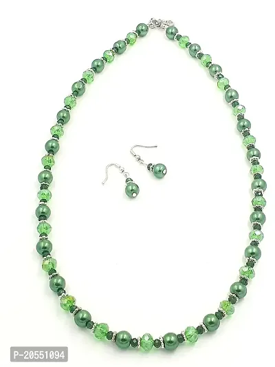 Sreevee Handmade Green Pearl Jewellery Set For Women