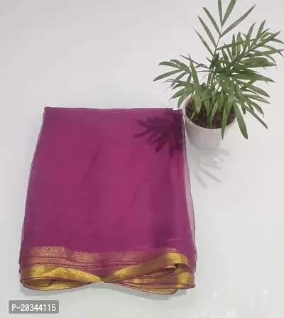 Classic Chiffon Solid Saree without Blouse piece-thumb0