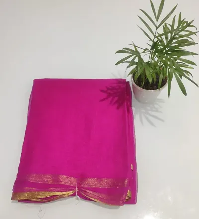 Classic Chiffon Solid Saree without Blouse piece