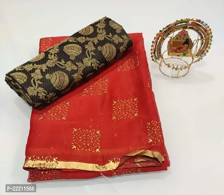 Fancy Chiffon Saree with Blouse Piece for Women-thumb0