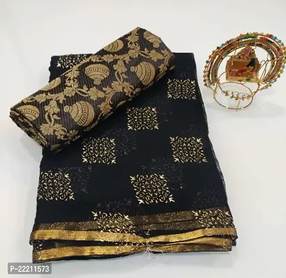 Fancy Chiffon Saree with Blouse Piece for Women-thumb0