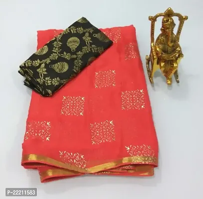 Fancy Chiffon Saree with Blouse Piece for Women-thumb0