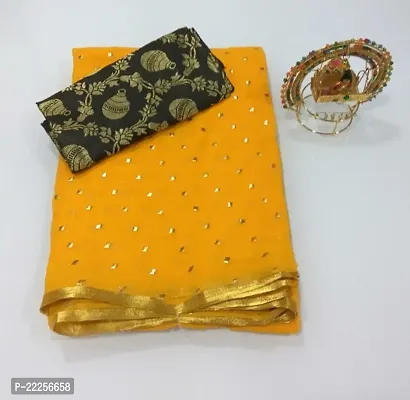 Fancy Chiffon Saree with Blouse Piece for Women-thumb0