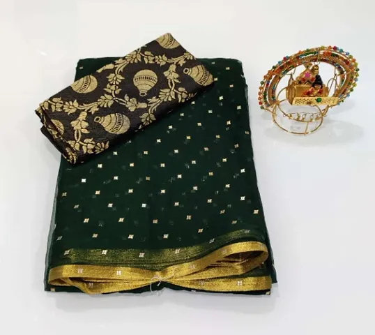 Chiffon Embelllished Saree With Blouse Piece