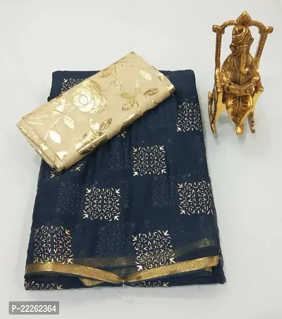 Fancy Chiffon Saree with Blouse Piece for Women-thumb0