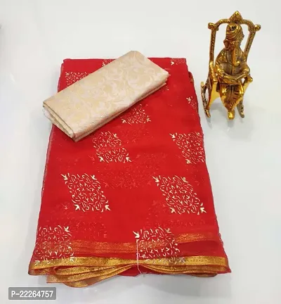 Fancy Chiffon Saree with Blouse Piece for Women-thumb0