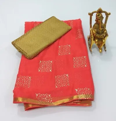 Alluring Chiffon Saree with Blouse piece 